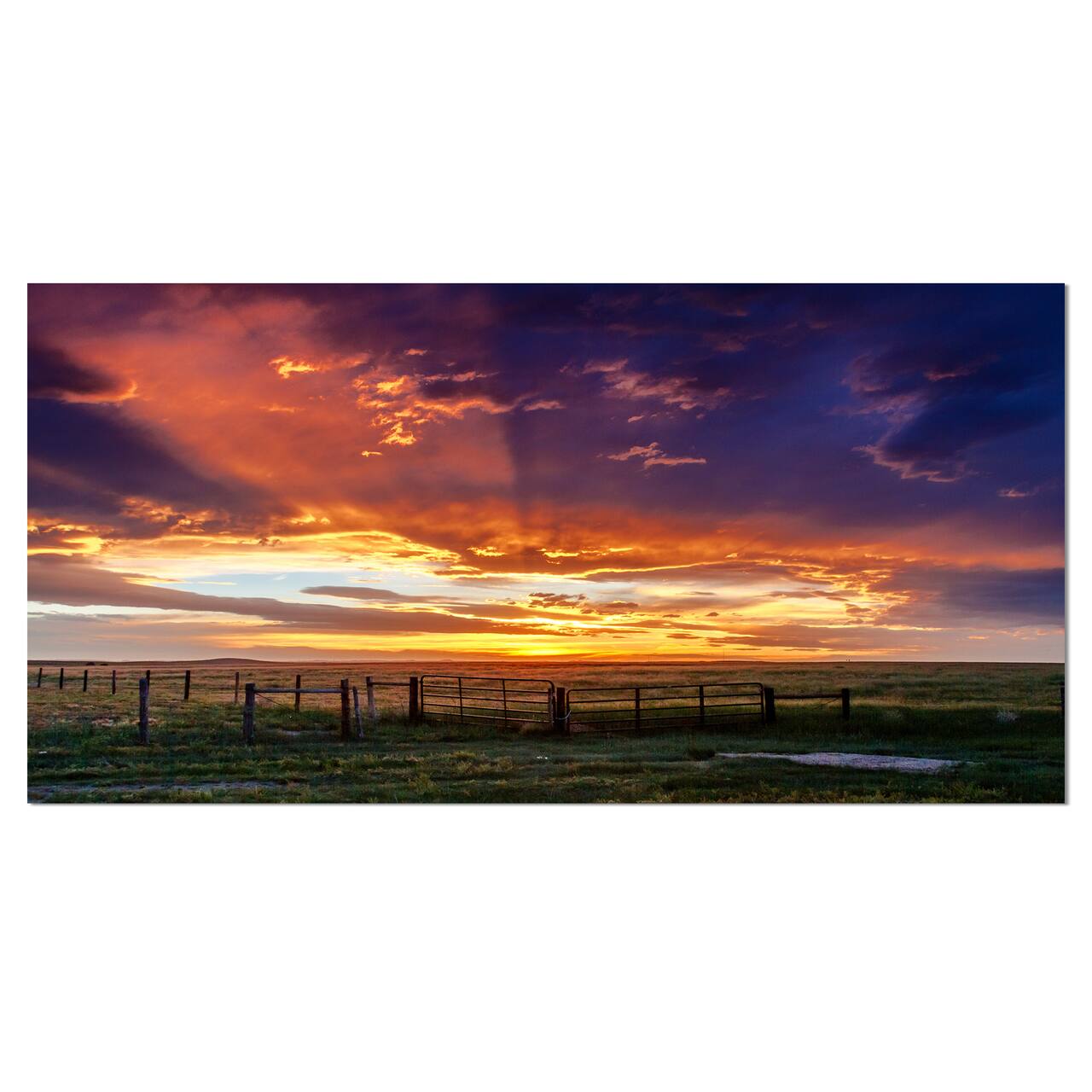Designart - Dramatic Sunset over Prairie - Large Landscape Canvas Art